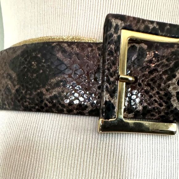 ? [Sandy G Duftler] Brown and Gold Snakeskin Print Belt Sz: XS main image 4